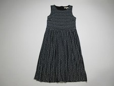 Ann Taylor LOFT Polka Dot Round Neck Womens Sleeveless Dress Back Zip Sz S Black