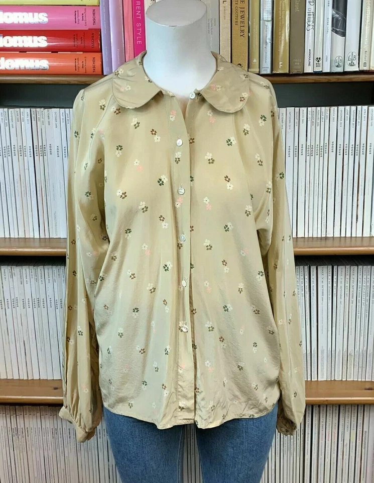 Blusa Top Estampado Floral Seda Vintage Años 70 Años 80 Geoffrey Beene Damas Reino Unido 10 12 Foto 2 de 4