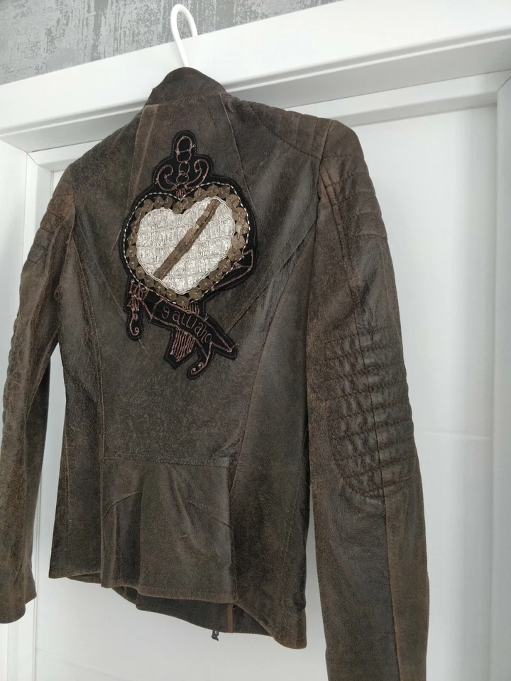 John Galliano взлетно-посадочная полоса винтажный мотоциклиста Moto женщин кожаный сердце куртка Blazer  - Изображение 3 из 4