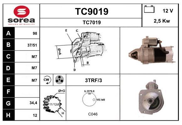 Démarreur SNRA TC9019 de haute précision mécanique pour berlines et utilitaires léger
