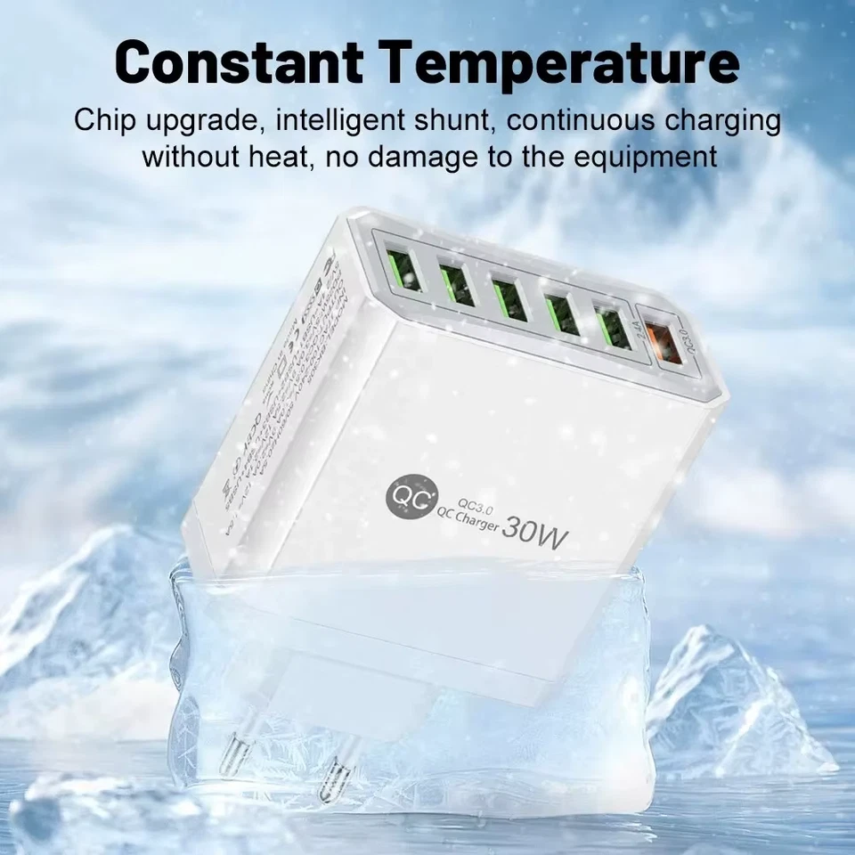 USB Ladegerät 6 Ports Schnellladestation – Multi-Port Charger für Smartphone - Bild 2 von 4