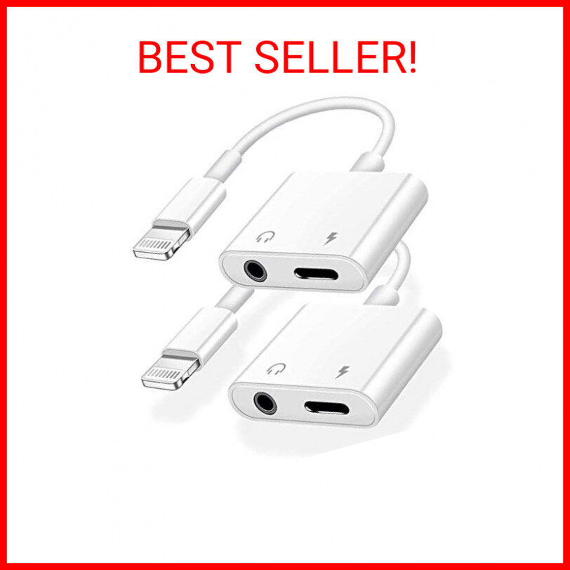 [Apple MFi Certified] 2 Pack Headphone Adapter for iPhone, 2 in 1 Lightning to..