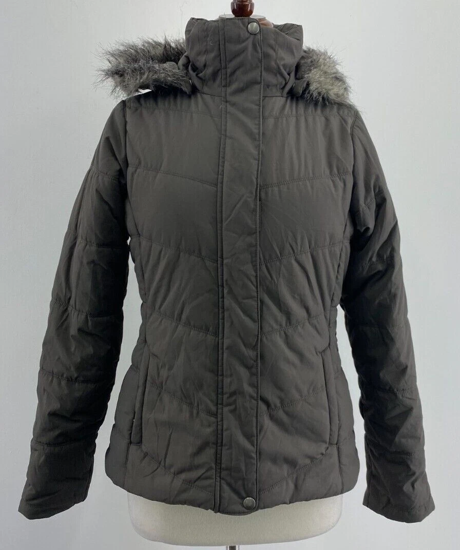 Grey fur cheap puffer jacket