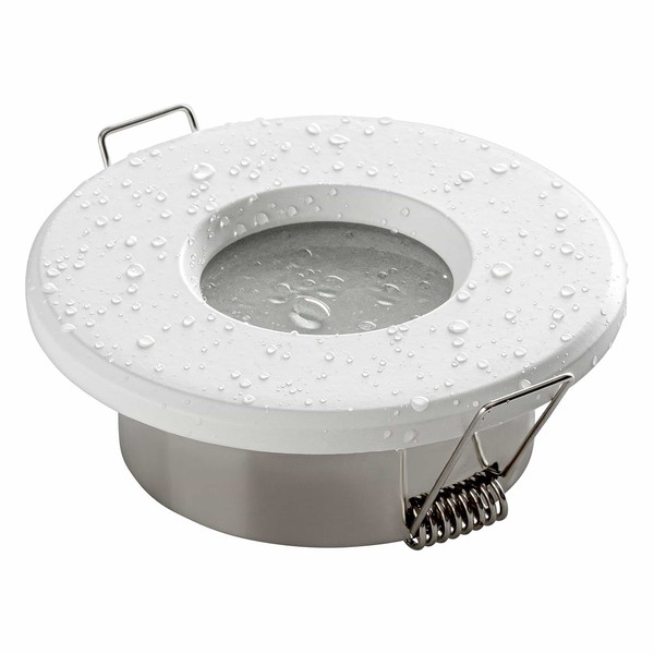 Einbau Leuchte Rahmen Bad IP65 Alu Weiß Decken Strahler Spot Led Halogen Sebson-image