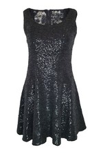 ALICE + OLIVIA Black Sequin Lace Back Fit and Flare Mini Dress (US 8 | UK 12)