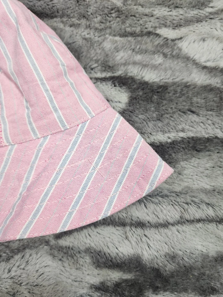 Ralph Lauren Rosa Rayas Pesca Cubo Sombrero Talla S/M Mezcla Algodón Etiqueta Azul Foto 4 de 4