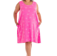Fresh Produce 2x cosmos pink jersey 76 tank starfish pockets sun Dress nwt new