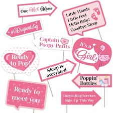 Pink Girl Baby Shower Photo Booth Props - Party Supplies Funny Picture Photog...
