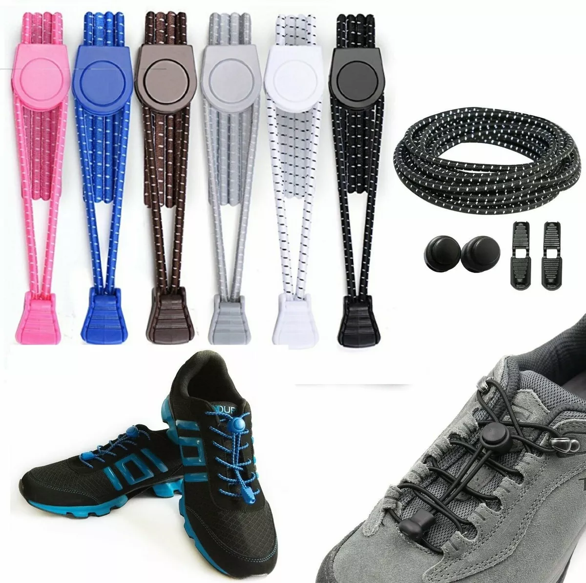 No Tie Shoelaces Elastic Lock Shoe Laces Running Jogging Canvas Sneakers  Trainer