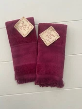 Crafter's Pride Cross Stitch Guest Fingertip Towel- Cranberry Set of 2 11x18 NWT