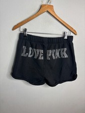 Victoria's Secret Pink Black Bling Butt Logo Boyfriend Shorts Size Small 4941