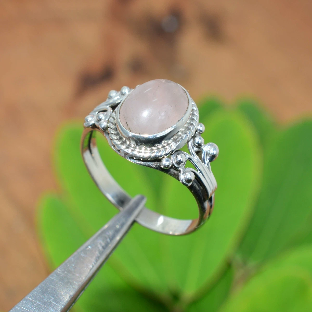 Natural Rose Quartz Ring Sterling Silver Hexagon Leaf Engagement Ring  Solitaire Ring Crystal Ring Valentine's Day Jewelry Gift for Couple - Etsy  | Rose quartz ring engagement, Quartz engagement ring, Rose quartz ring