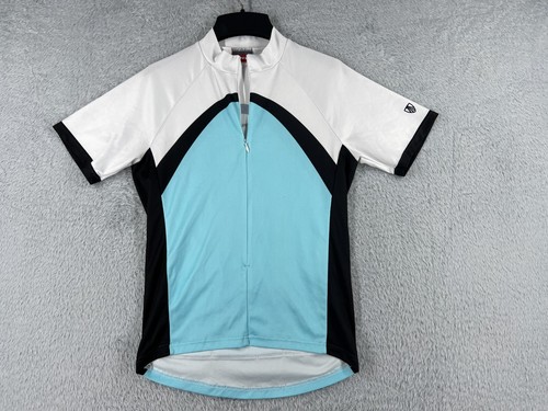 Trek Cycling Jersey Womens Small Blue Black White 1/2 Zip Made Italy Poly READ
