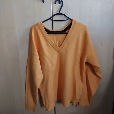 Vila Clothes Damenpullover aus Viskose mit V-Ausschnitt und zwei seitlichem Reißverschluss Größe Large