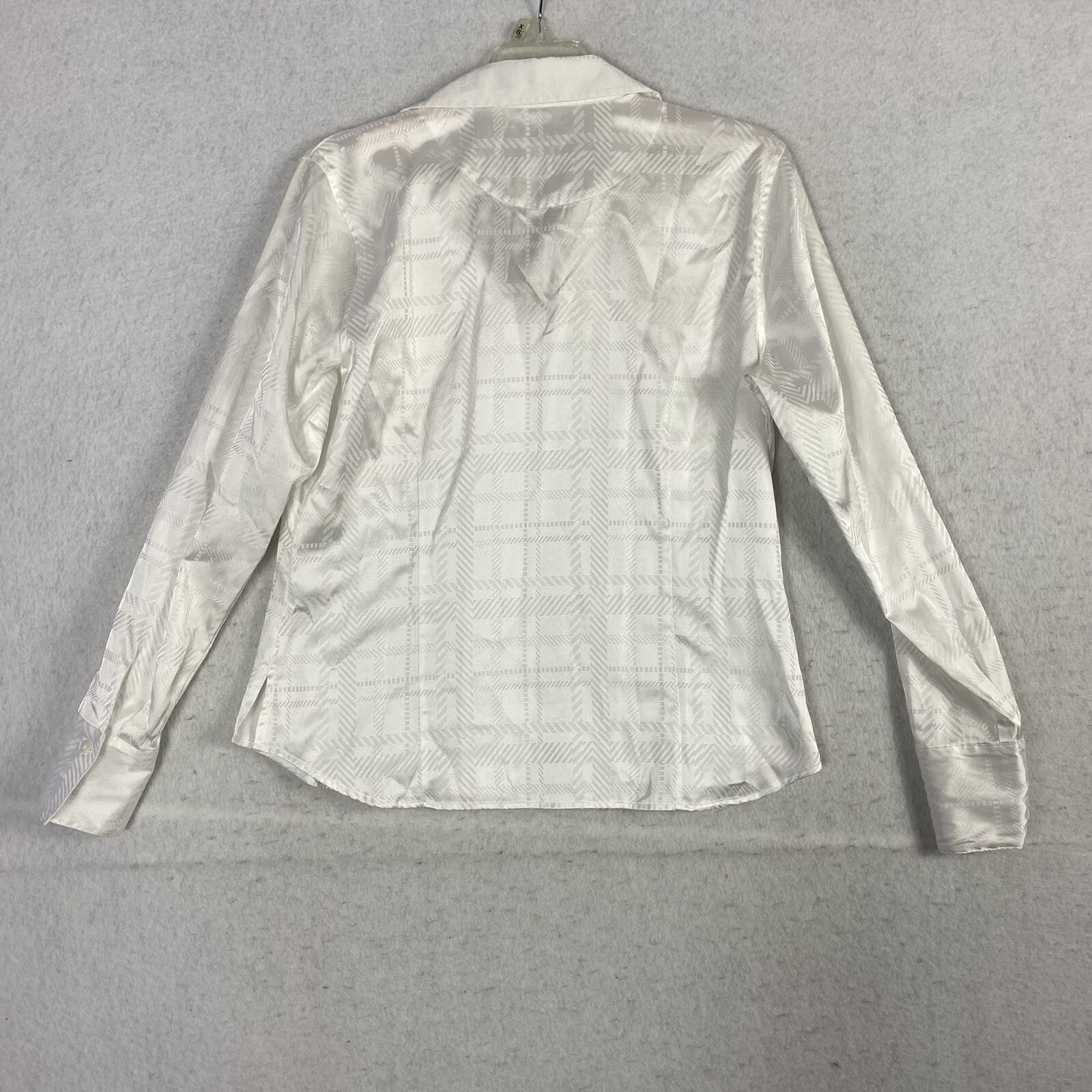 Wrinkle Free White Solid Plaid Collar Blouse Wome… - image 3