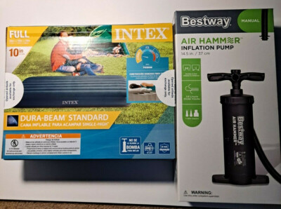 Intex Full Standard Airbed 10 inch Height Camping Air Mattress & Pump