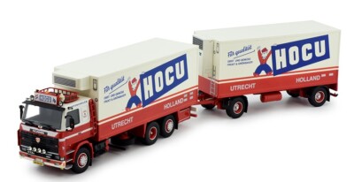 Camion TEKNO 1/50 Scania R143 - Porteur + Remorque Maury & Fils - Vert - Neuf