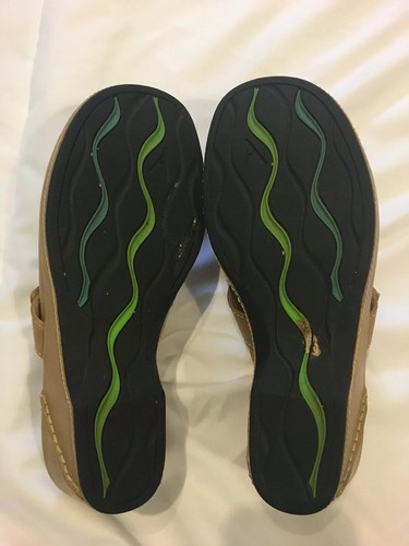 CLARKS  ARTISAN Clogs Womens 8M Leather Mules Tan Slides Slip On Shoes Buckle - Bild 9 von 12