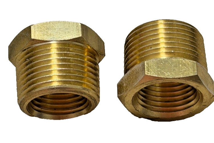 3/4" x 1/2" Male NPT x Female NPT Hex Bushing Reducer Brass Pipe Fitting 2-Pack