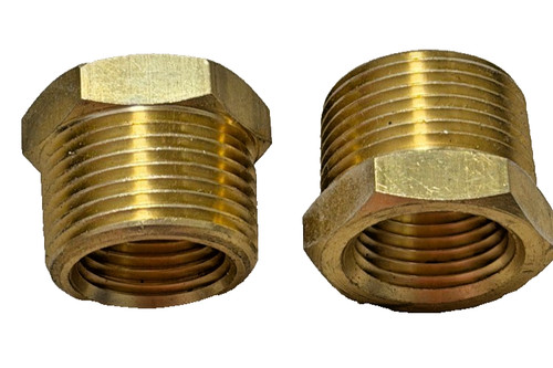 3/8" NPT Female x 1/2" Male NPT Hex Bushing Reducer Brass Pipe Fitting 2-Pack