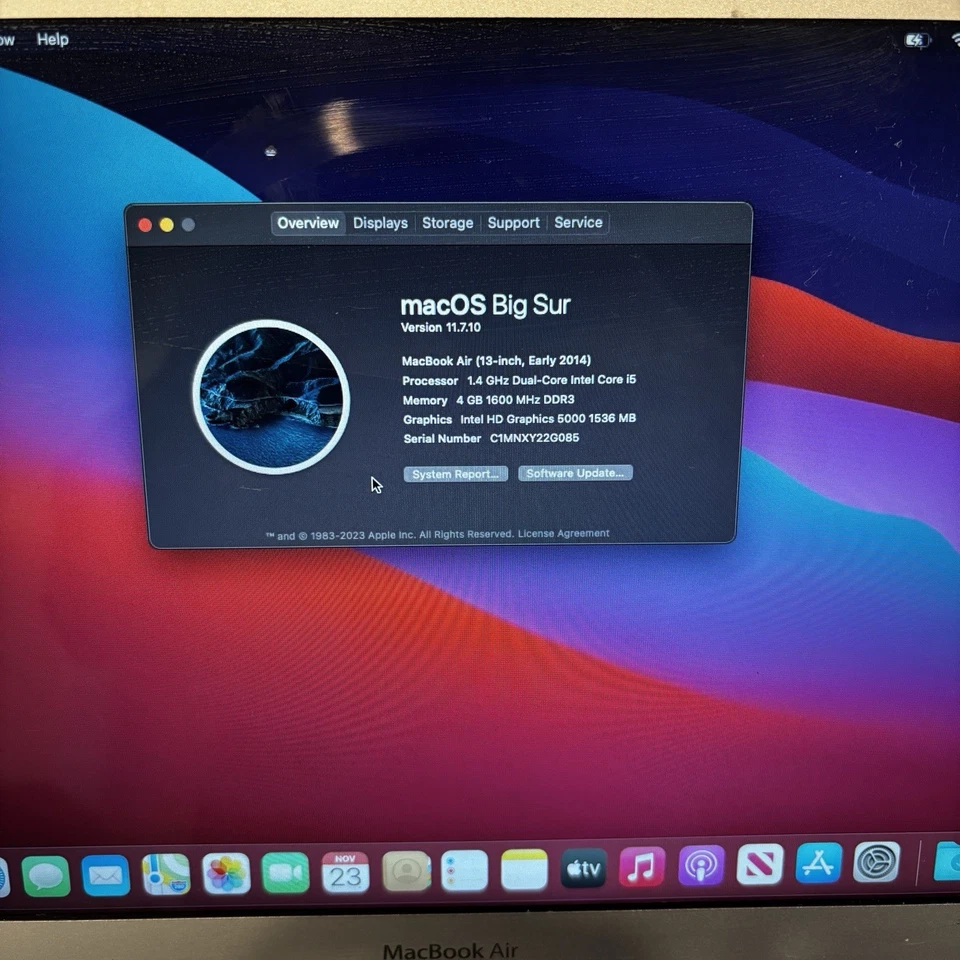 APPLE MACBOOK AIR 13" 2014 I5 1.4GHZ 4GB 256GB *read* - Image 2 of 4