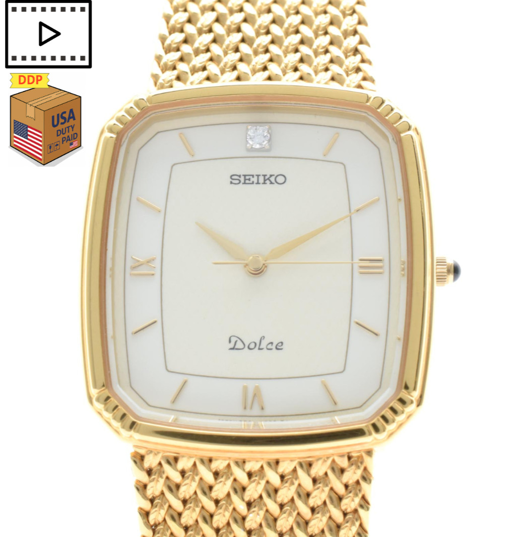 Diamond Dolce JAPAN 1998 5E31-5A90 w/Box] Watch Vintage [MINT Gold SEIKO Quartz - vintagewatches.pk