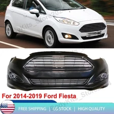Complete Front Bumper Cover Kit w/Fog light For 2014 2015 2016-2019 Ford Fiesta
