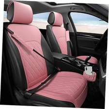 Front Car Seat Covers - Leather Seat Covers with Storage Pocket and Two Pink