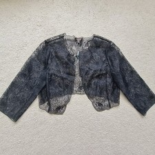 Alexon - Blk Organza Cropped Bolero Style Jacket, Blk Embroidered Detail ( NEW )