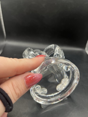 Steuben Vintage Signed Clear Lead Glass Crown Figurine Paperweight/ Minor Flaws - Picture 10 of 11