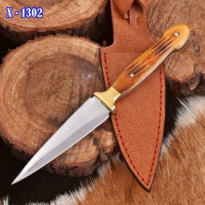 handmade hunting dagger fix blade boot knife  DOUBLE-EDGE Outdoor Sports - slick