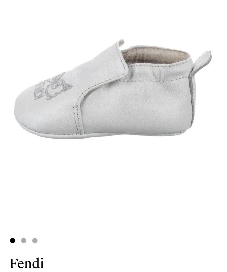 Botines de bebé Fendi de cuero genuino blanco Foto 4 de 4