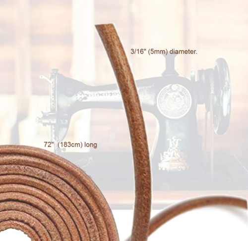 Echtleder Nähmaschinengürtel - 71" x 3/16" Profil mit Haken für Sänger/J... - Bild 4 von 6