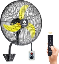 FUGOO 20" Quiet Remote Oscillating Wall Fan All Sealed BLDC Motor 4 Speed