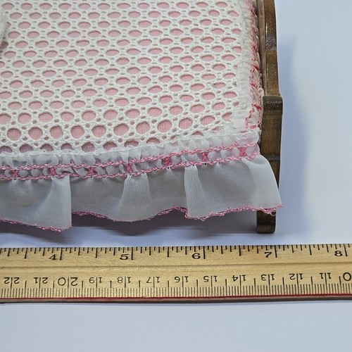 Miniature Dollhouse Artisan Made Wooden Cottage Bed + Crochet Bedding 1:12 OOAK - Picture 20 of 21