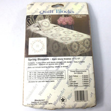 6 Stamped Quilt Blocks for Embroidery Cross Stitch Spring Blossom 17"x17" Each