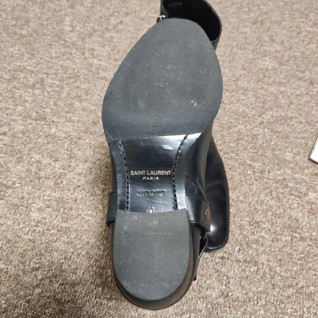 Stivali Saint Laurent con tacco ad anello neri vera pelle zip laterale misura 41 uomo autentici