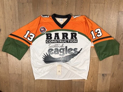 Ayr Scottish Eagles Hockey DODY WOOD Game Worn Authentic Fight Strap Jersey