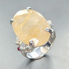 Jewelry 34 ct Natural Rutilated Quartz Ring 925 Sterling Silver Size 8 /R450910