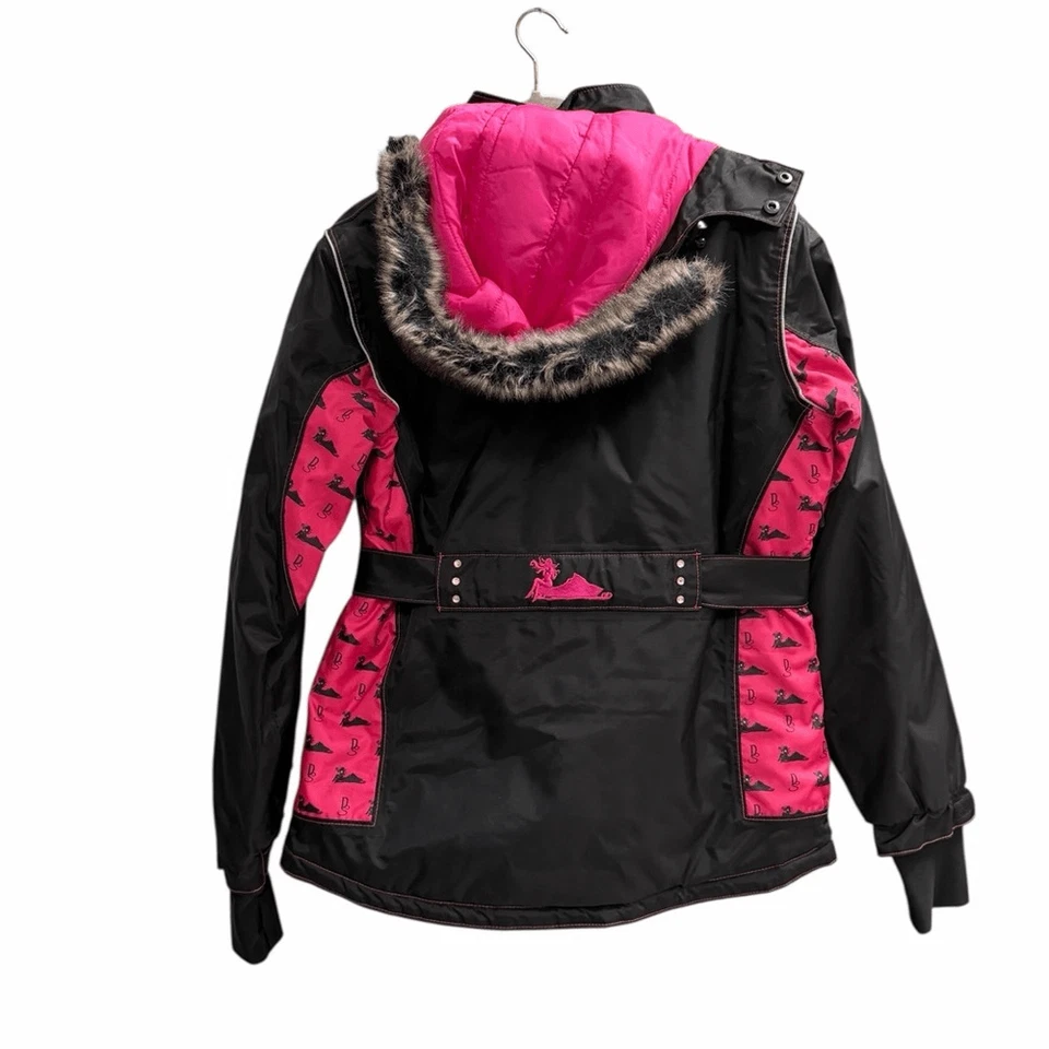 DSG Divas Snow Gear Negro y Rosa Chaqueta y Pantalón de Nieve Conjunto Babero Negro Rosa Grande Foto 4 de 4