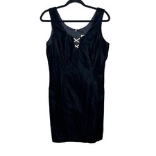Vintage Rampage Black Velvet Rhinestone Dress 90s Y2K Whimsygoth Party Womens 11