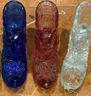 Fenton Art Glass 5" Victorian SLIPPERS BOOTS CAT HEAD DAISY BUTTON LOT  3 EUC