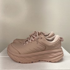 Hoka Bondi SR Womens Size 9 Peach Whip Leather Lace-Up Athletic Shoes PREOWNED 