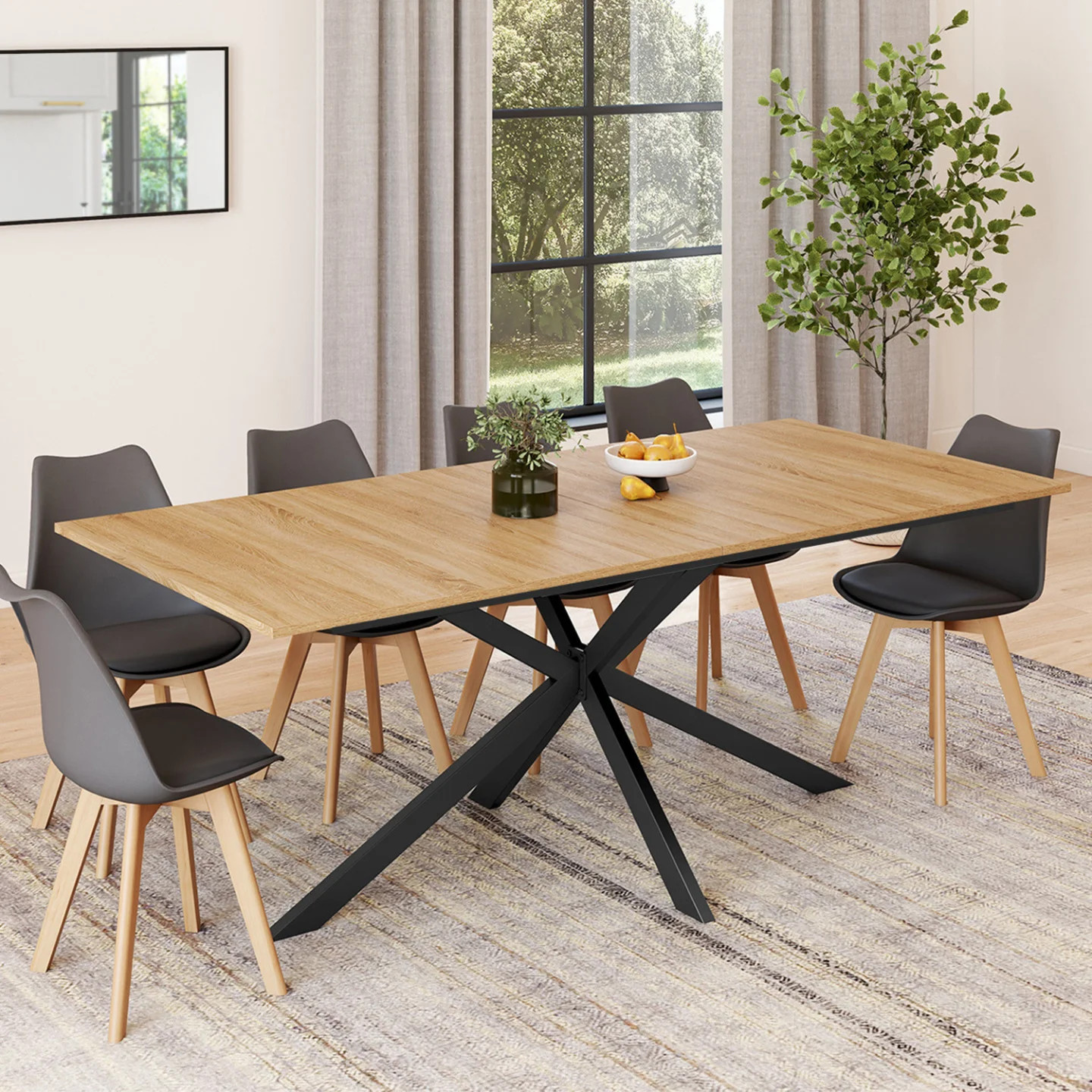Table 8 à 12 personnes rectangulaire ALIX extensible à piétement central central - 4