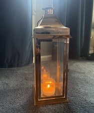 Copper Finish Metal & Clear Glass Rectangular...