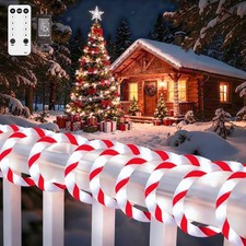 101FT 620LED Candy Canes Rope Lights with 8 Lighting Modes, Candy Cane Christ...