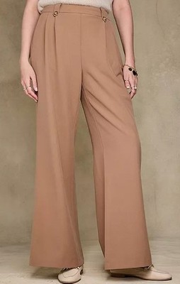 Together Camel Pleat Front Wide Leg Trousers (fmn4-12)