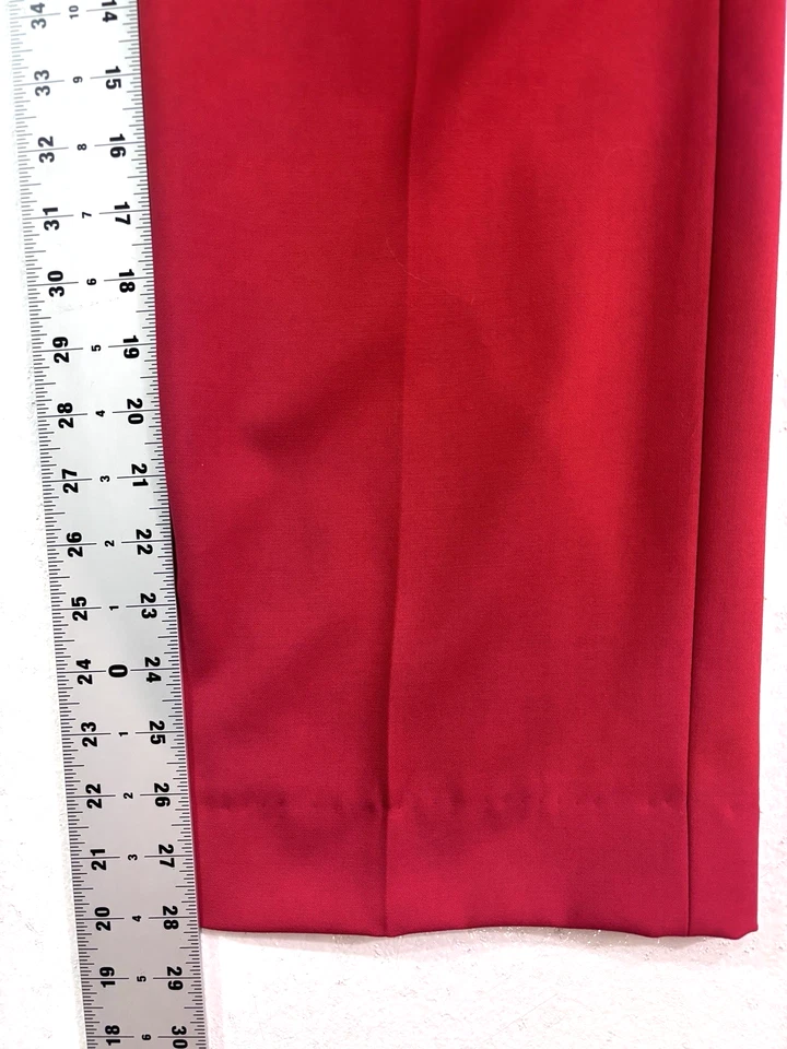 Hombre Jaeger 30x28 Vintage Años 90 Lana Vestido Pantalones Rojo Brillante Plisado Pantalones Foto 3 de 4