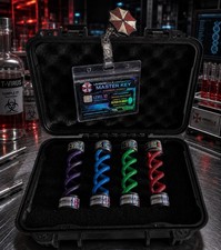 Umbrella Corporation Black Case 4 Vial Props Bioweapons Clearance Badge T-virus Umbrella Corporation Black Case 4 Vial Props Bioweapons Clearance Badge T-virus