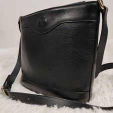 BURBERRY Bucket Shoulder Bag Nova Check Leather Black Crossbody Auth From Japan